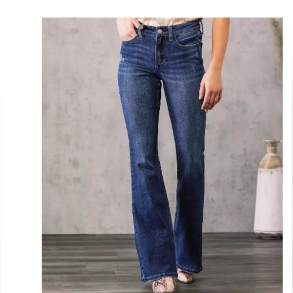 VERVET BY FLYING MONKEY Dark Blue Flare Jeans